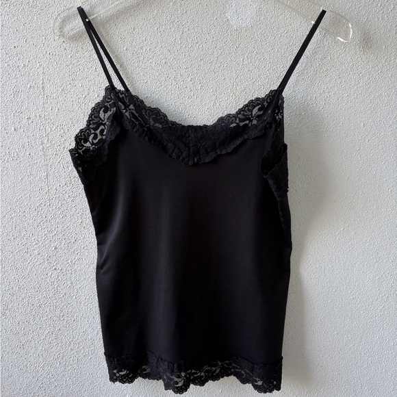 White House Black Market Black Lace Camisole Sz M Office Teacher Casual Stretch - Picture 4 of 11